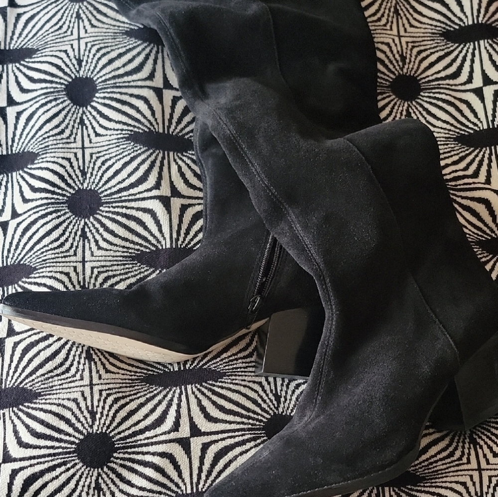 Matisse Black Suede Over-the-Knee Block Heel Boots